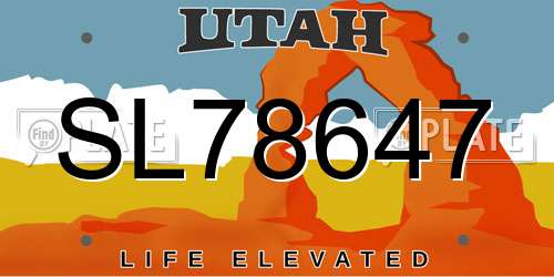 SL78647 Utah License Plate