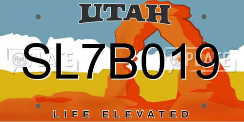 SL7B019 Utah License Plate