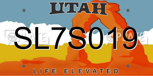 SL7S019 Utah License Plate