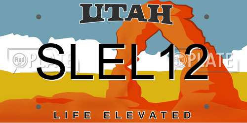 SLEL12 Utah License Plate