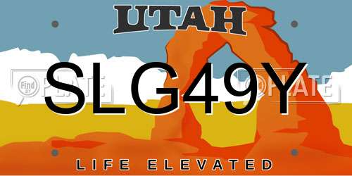 SLG49Y Utah License Plate