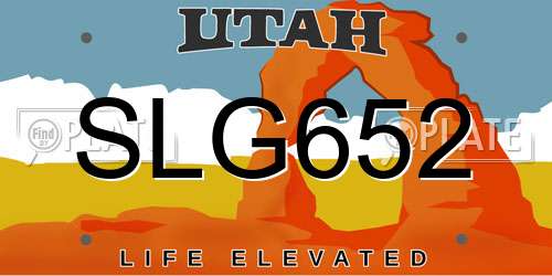 SLG652 Utah License Plate
