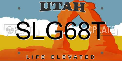 SLG68T Utah License Plate