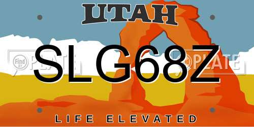 SLG68Z Utah License Plate