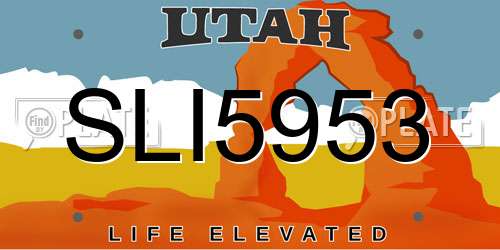 SLI5953 Utah License Plate