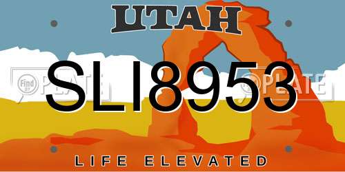 SLI8953 Utah License Plate