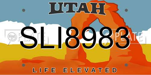 SLI8983 Utah License Plate