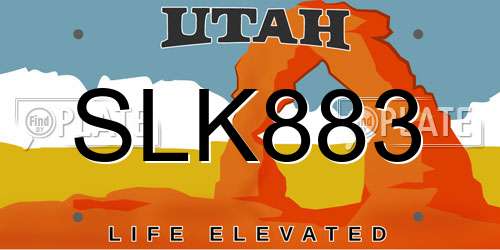 SLK883 Utah License Plate