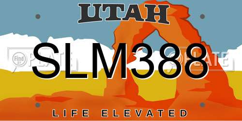 SLM388 Utah License Plate