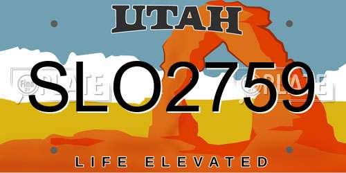 SLO2759 Utah License Plate