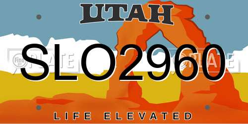 SLO2960 Utah License Plate
