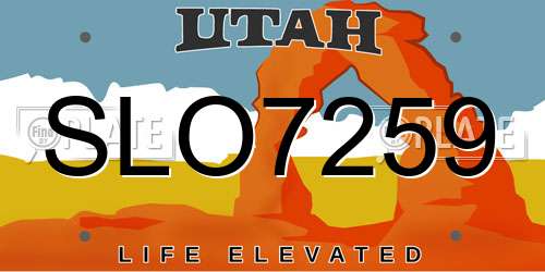 SLO7259 Utah License Plate