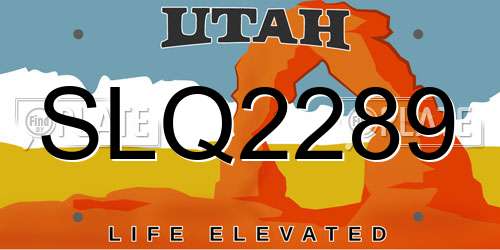 SLQ2289 Utah License Plate