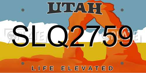 SLQ2759 Utah License Plate
