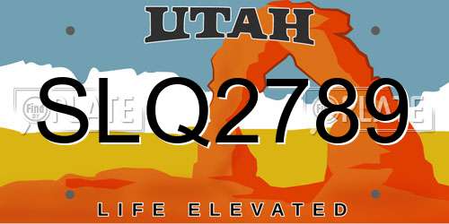 SLQ2789 Utah License Plate