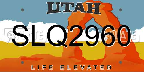 SLQ2960 Utah License Plate