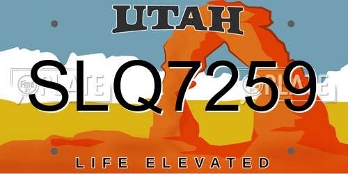 SLQ7259 Utah License Plate