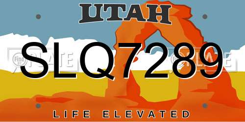 SLQ7289 Utah License Plate