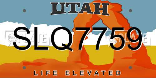 SLQ7759 Utah License Plate