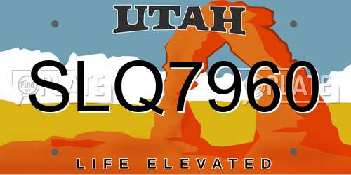 SLQ7960 Utah License Plate