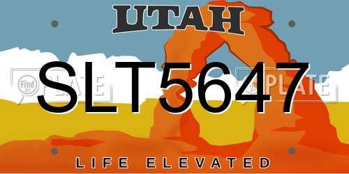 SLT5647 Utah License Plate