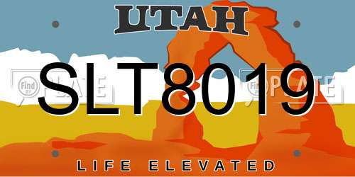 SLT8019 Utah License Plate
