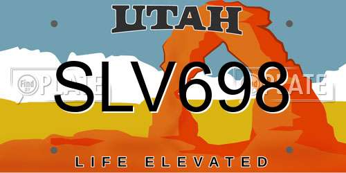 SLV698 Utah License Plate