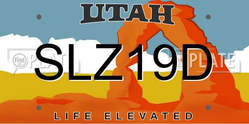 SLZ19D Utah License Plate