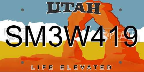 SM3W419 Utah License Plate