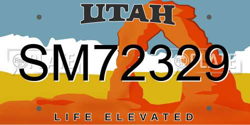 SM72329 Utah License Plate