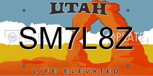 SM7L8Z Utah License Plate