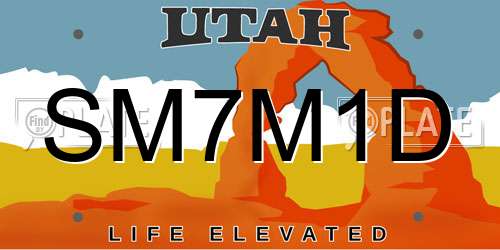 SM7M1D Utah License Plate