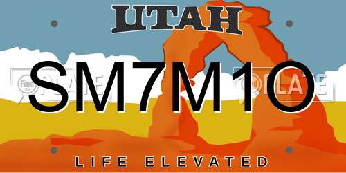 SM7M1O Utah License Plate