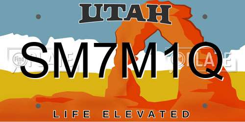 SM7M1Q Utah License Plate