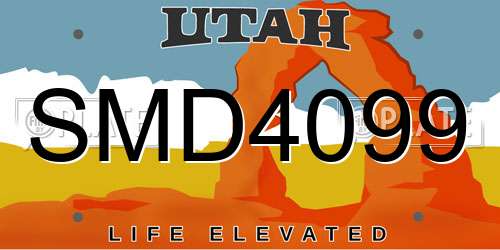 SMD4099 Utah License Plate