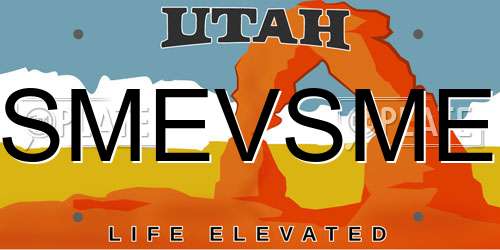 SMEVSME Utah License Plate