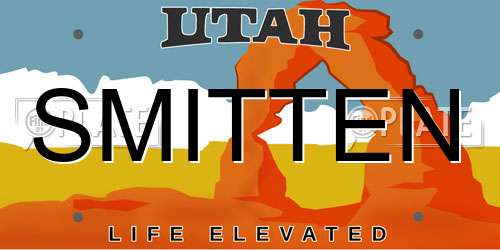 SMITTEN Utah License Plate