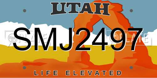 SMJ2497 Utah License Plate