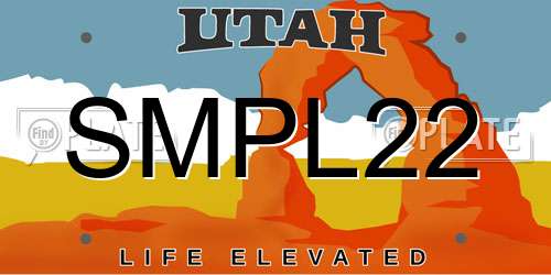 SMPL22 Utah License Plate