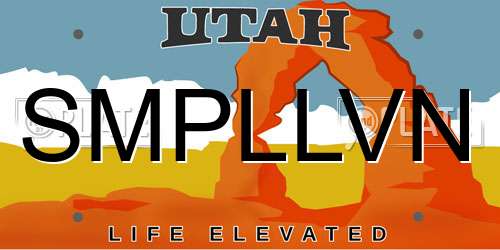 SMPLLVN Utah License Plate