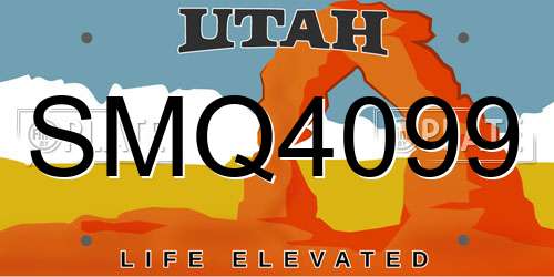 SMQ4099 Utah License Plate