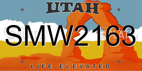 SMW2163 Utah License Plate