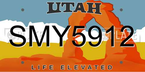 SMY5912 Utah License Plate