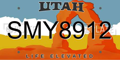 SMY8912 Utah License Plate