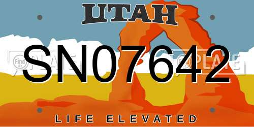 SN07642 Utah License Plate