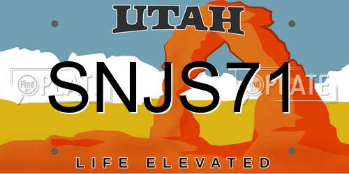 SNJS71 Utah License Plate