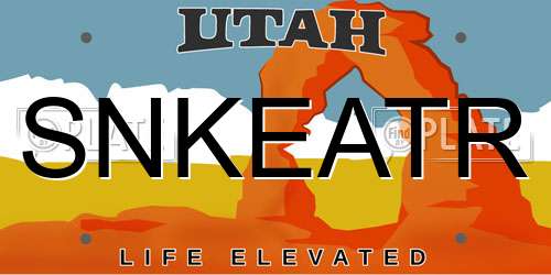 SNKEATR Utah License Plate