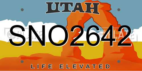 SNO2642 Utah License Plate