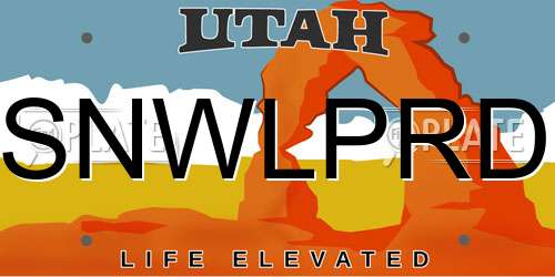 SNWLPRD Utah License Plate