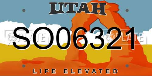 SO06321 Utah License Plate